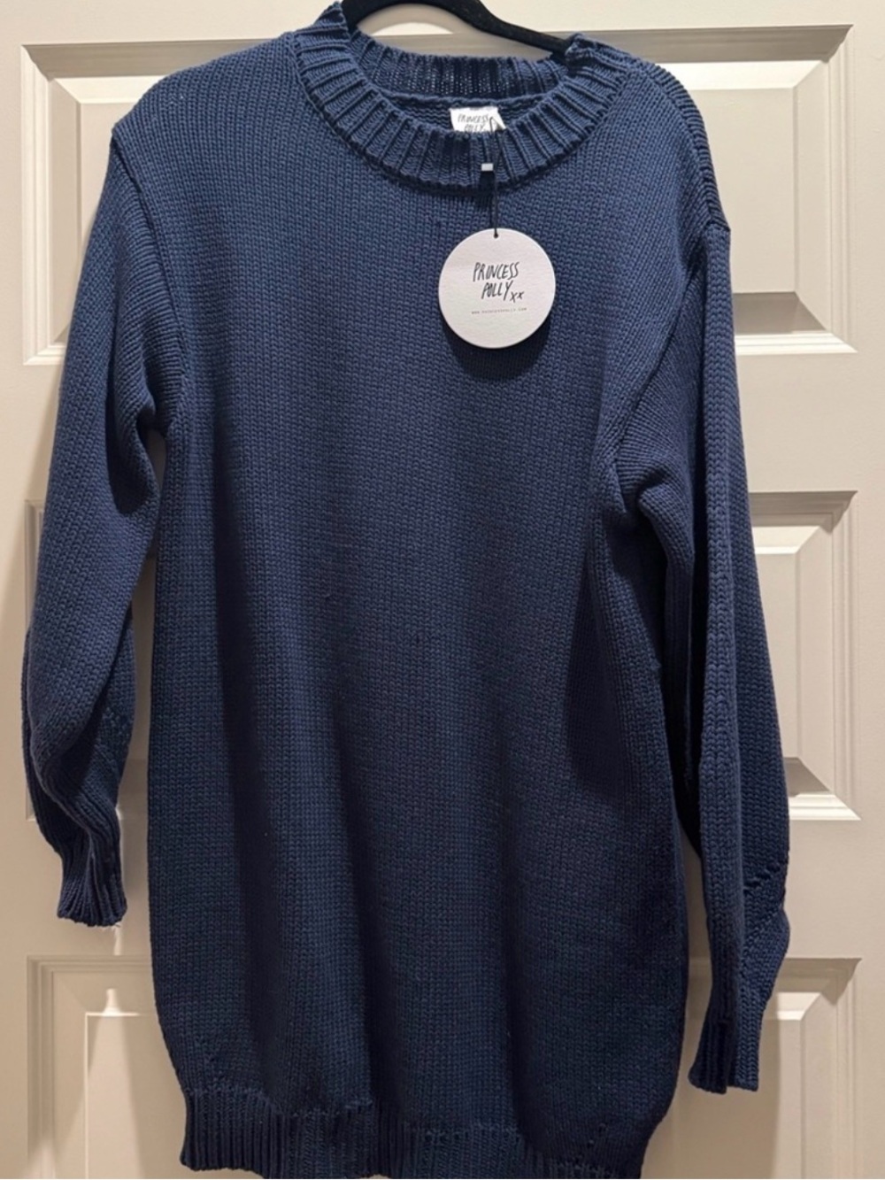 Princess Polly Navy Ribbed Knit Mini Dress